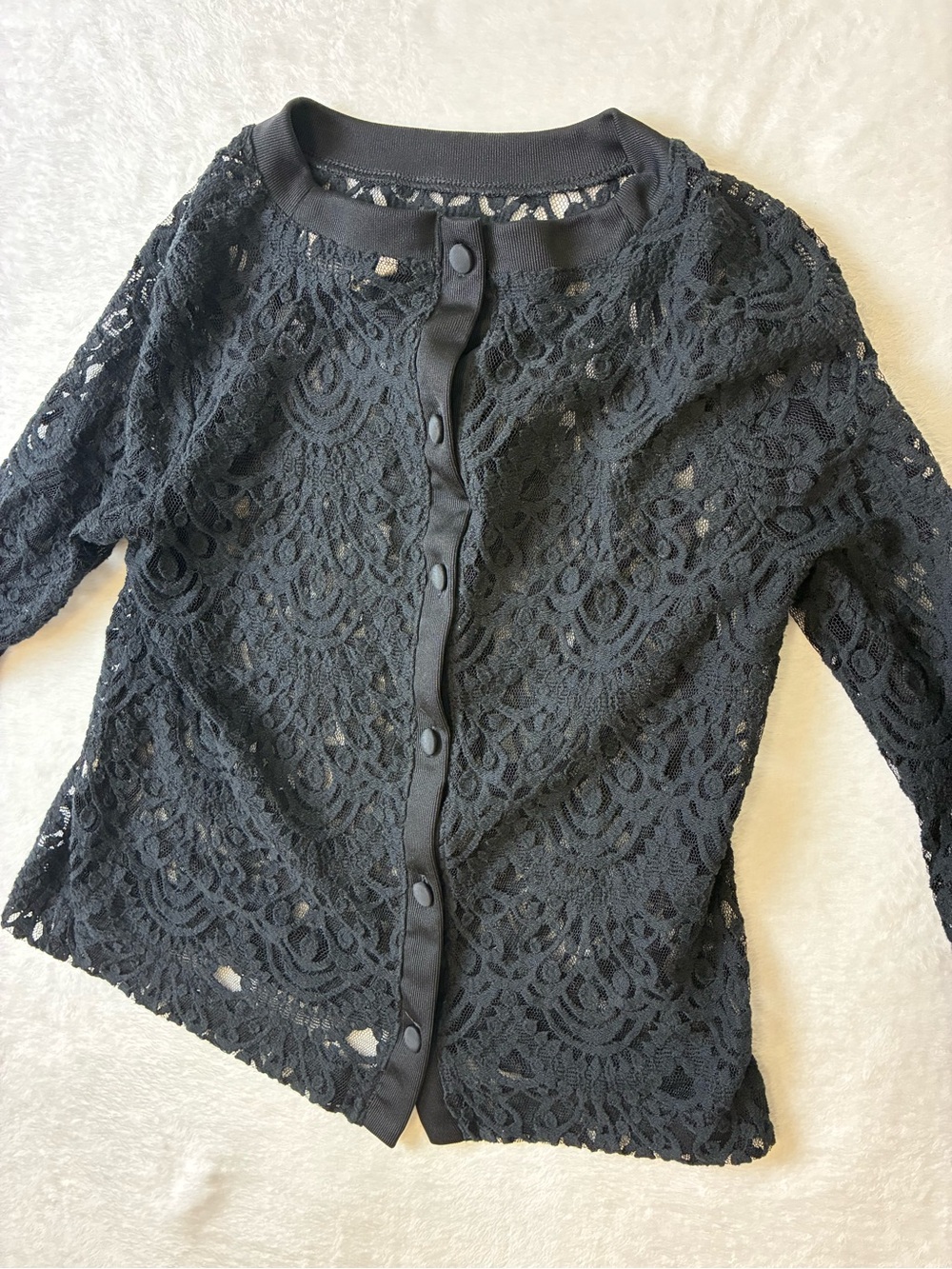 Banana Republic Black Lace Button-Front Blouse